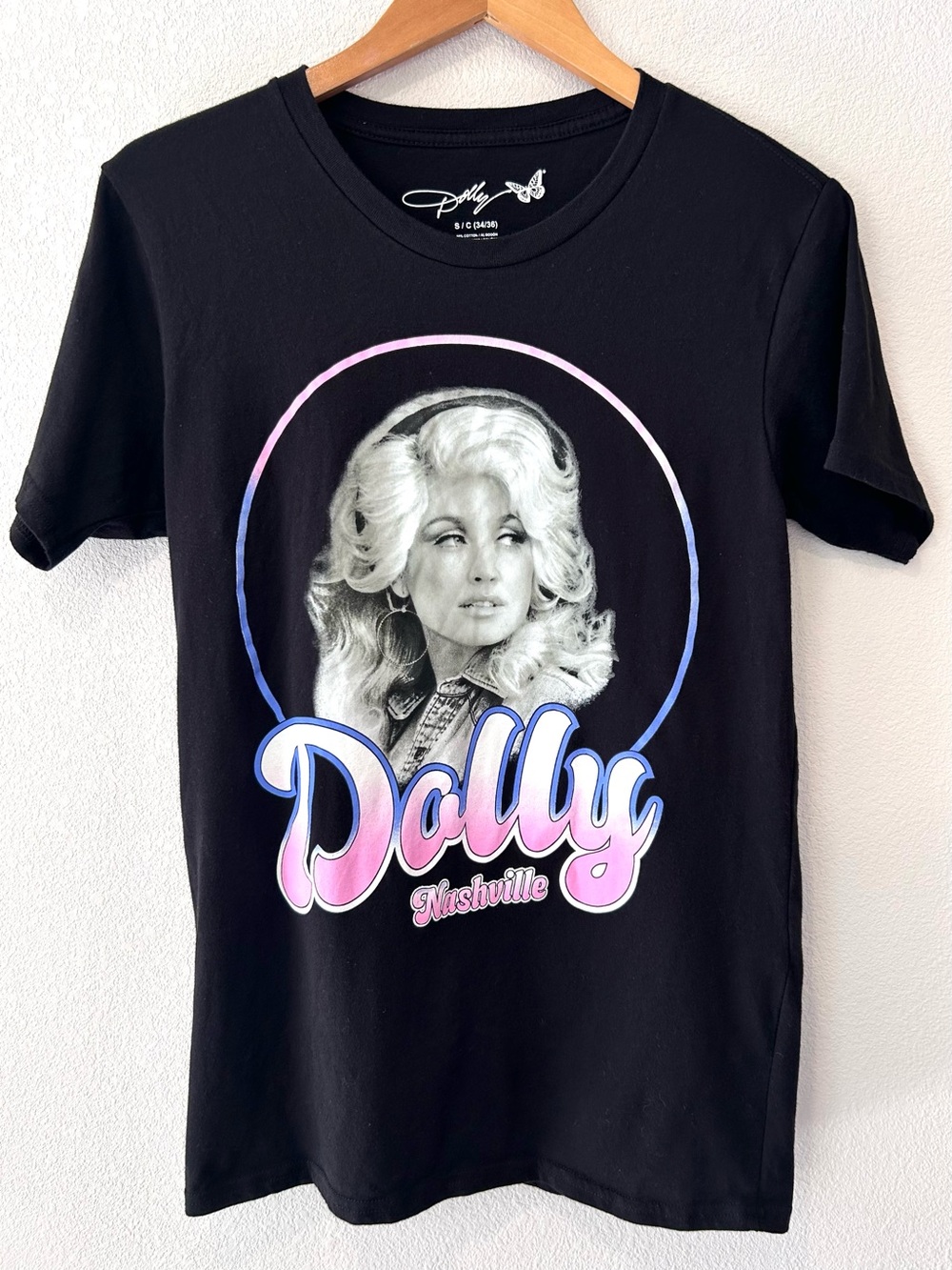 Dolly Parton Nashville Black Cotton Women's T-shirt Collectible Fangear Size S